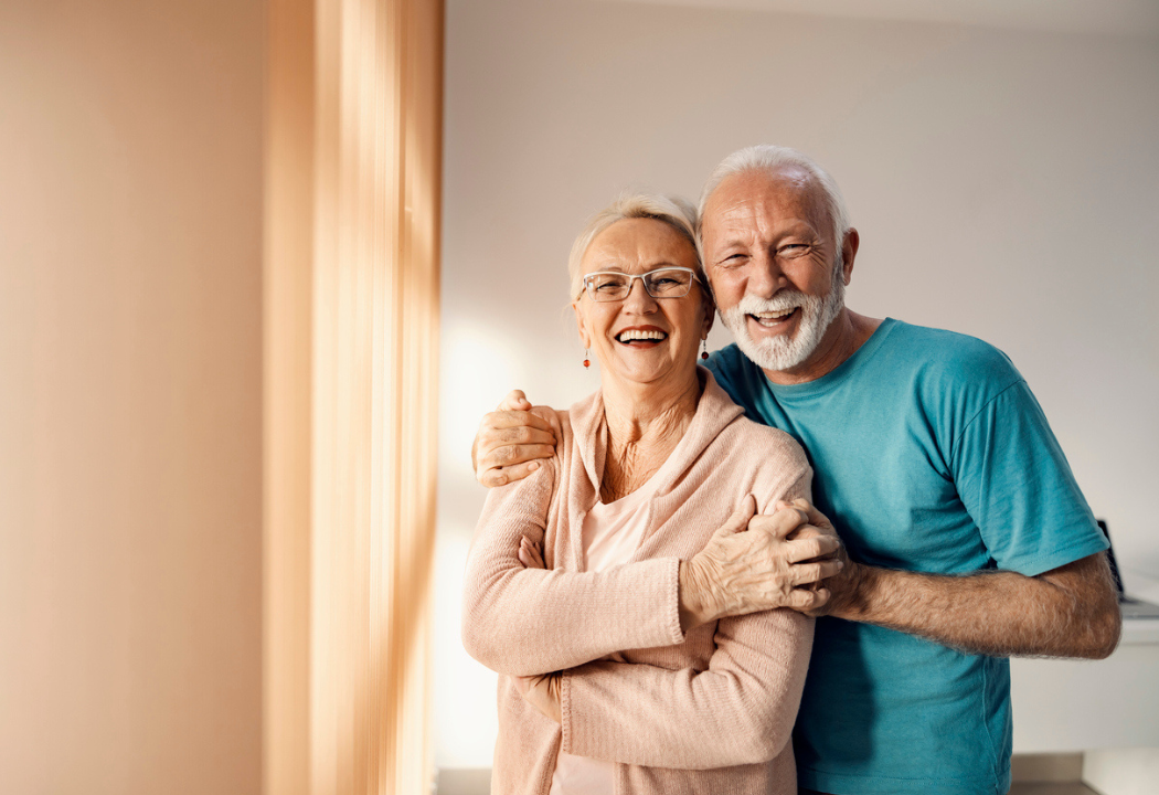 retired couple smiling